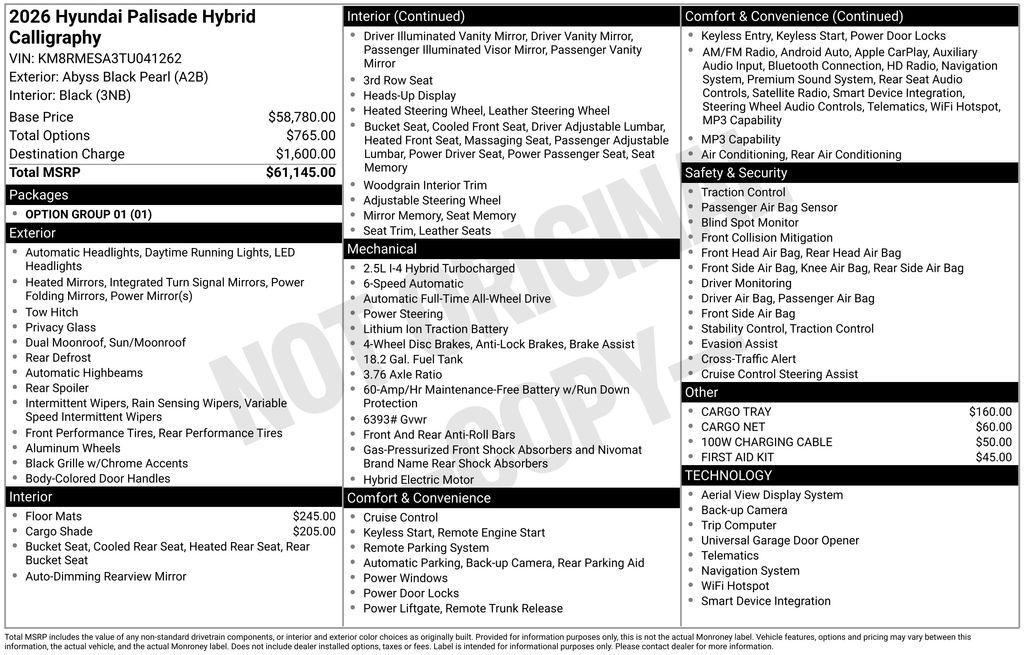 new 2026 Hyundai Palisade Hybrid car, priced at $61,145