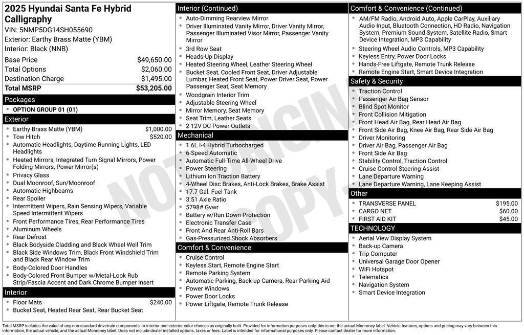 new 2025 Hyundai SANTA FE HEV car, priced at $47,660