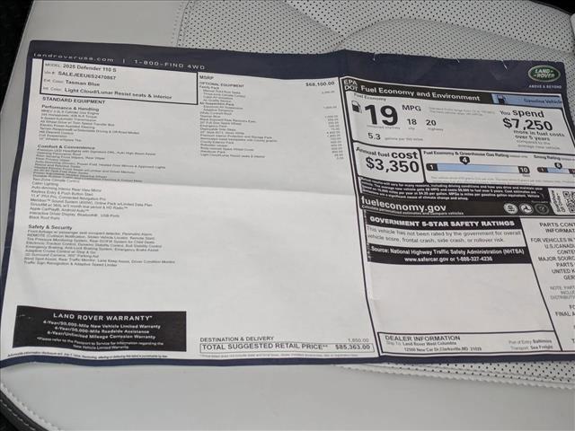 new 2025 Land Rover Defender car, priced at $85,363