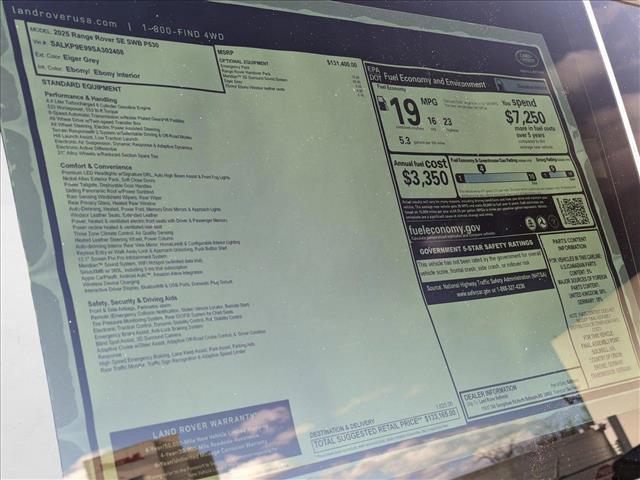 new 2025 Land Rover Range Rover car, priced at $133,165