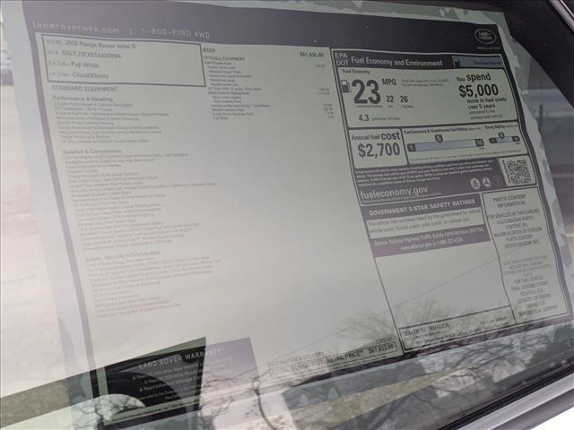 new 2026 Land Rover Range Rover Velar car, priced at $67,632