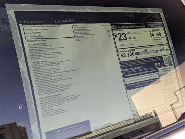 used 2026 Land Rover Range Rover Velar car, priced at $65,322