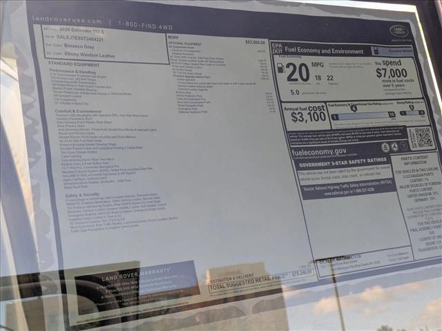 new 2026 Land Rover Defender car, priced at $75,246