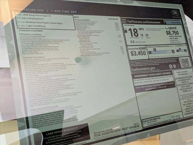 new 2026 Land Rover Range Rover Sport car, priced at $194,995