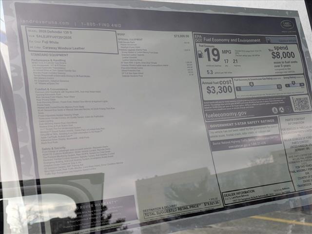 new 2026 Land Rover Defender car, priced at $79,921