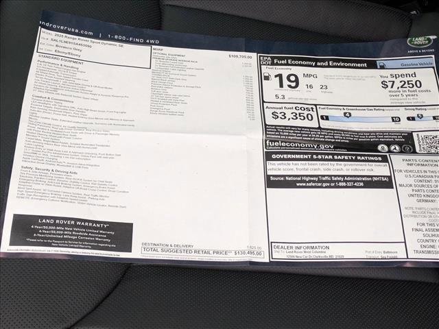 new 2025 Land Rover Range Rover Sport car, priced at $130,495