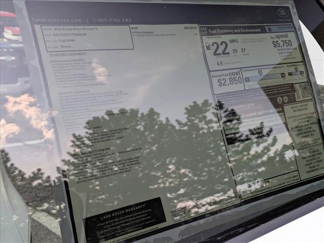 new 2026 Land Rover Range Rover Evoque car, priced at $51,425