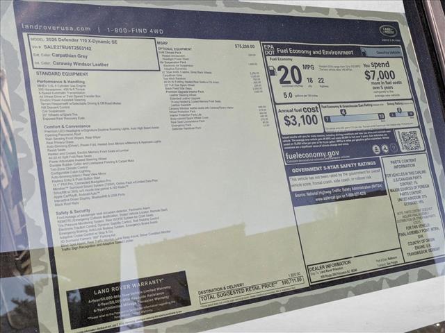 new 2026 Land Rover Defender car, priced at $90,711