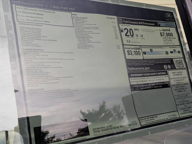 new 2026 Land Rover Defender car, priced at $88,720