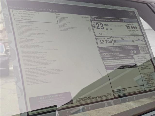 new 2026 Land Rover Range Rover Velar car, priced at $66,707