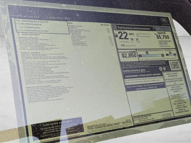 new 2026 Land Rover Range Rover Sport car, priced at $90,935