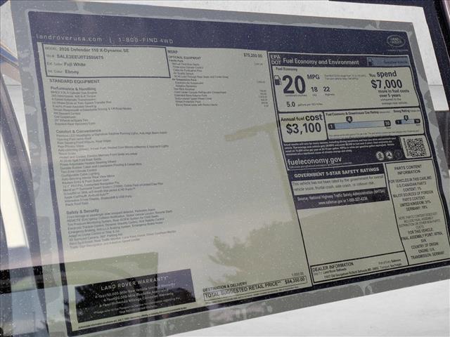 new 2026 Land Rover Defender car, priced at $84,350