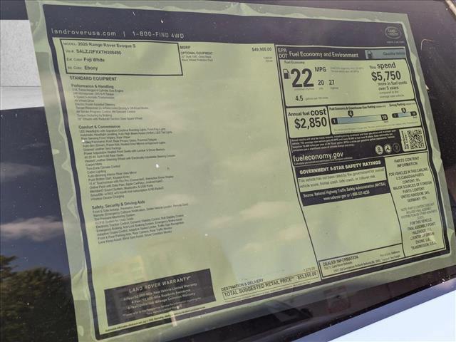 new 2026 Land Rover Range Rover Evoque car, priced at $53,550