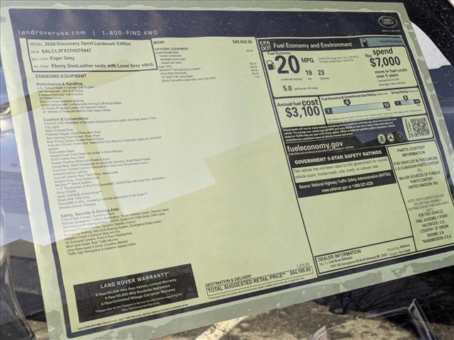 new 2026 Land Rover Discovery Sport car, priced at $54,165