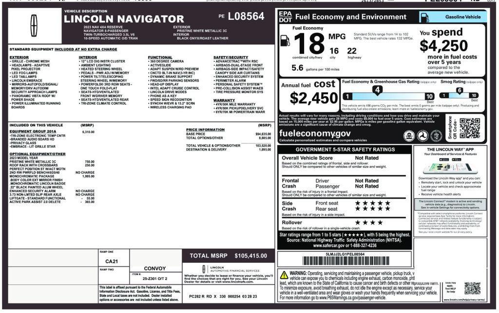 used 2023 Lincoln Navigator car, priced at $60,418