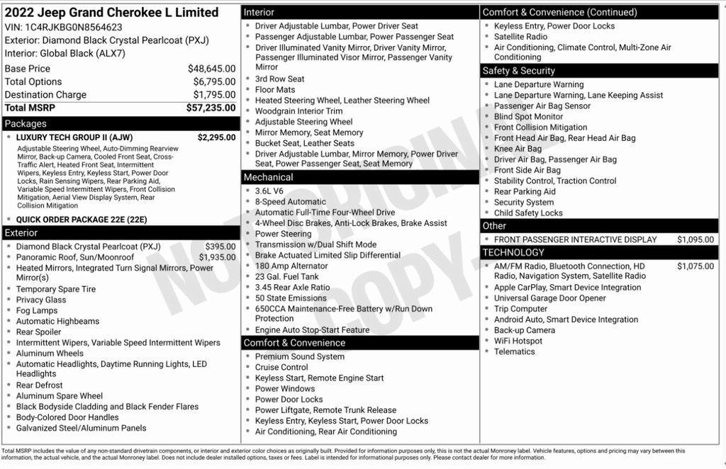 used 2022 Jeep Grand Cherokee L car, priced at $25,995