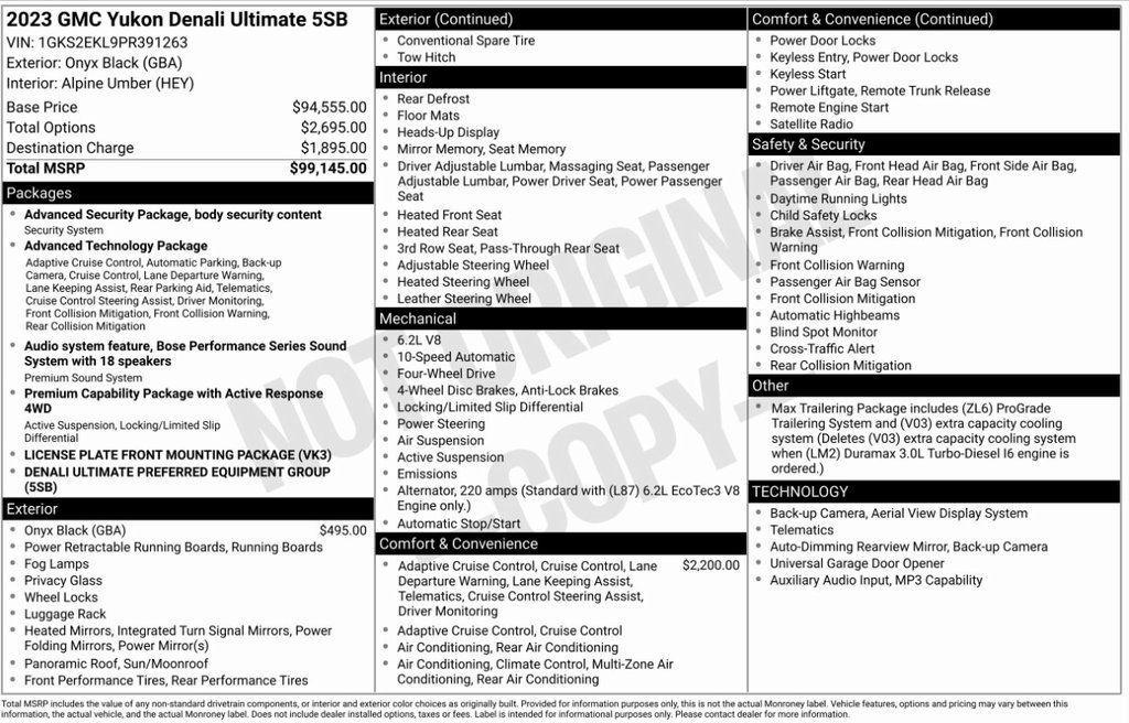 used 2023 GMC Yukon car, priced at $71,995