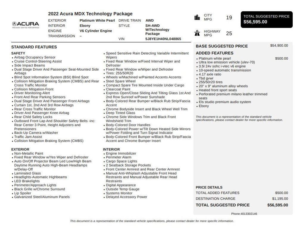 used 2022 Acura MDX car, priced at $35,995