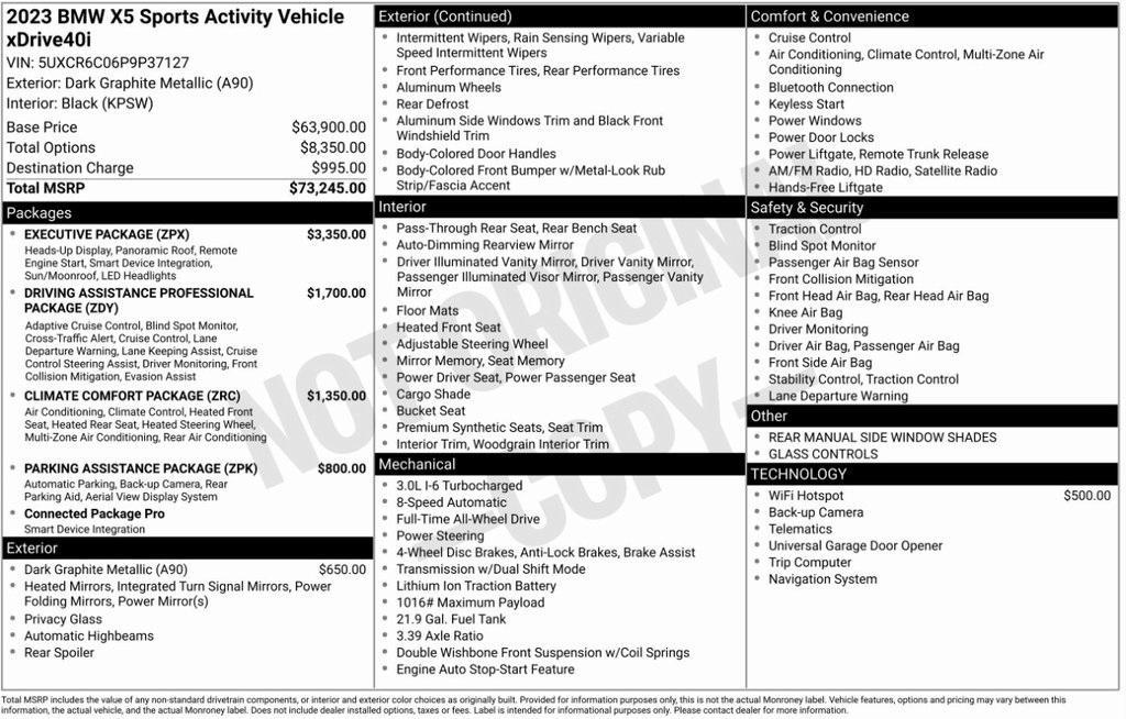 used 2023 BMW X5 car, priced at $44,995