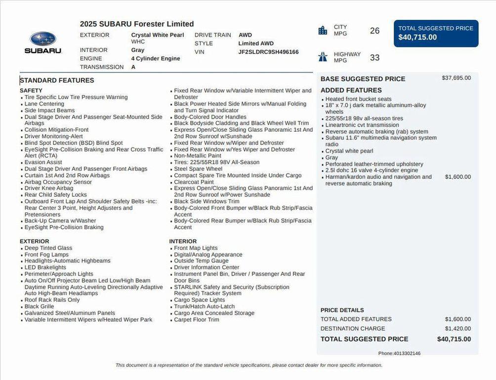 used 2025 Subaru Forester car, priced at $31,595