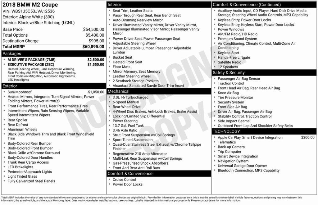 used 2018 BMW M2 car, priced at $39,995