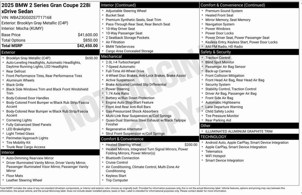 used 2025 BMW 228 Gran Coupe car, priced at $35,995