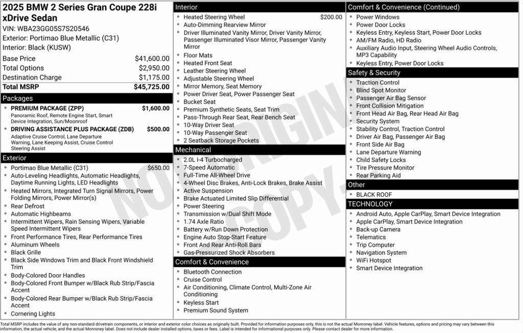 used 2025 BMW 228 Gran Coupe car, priced at $40,995