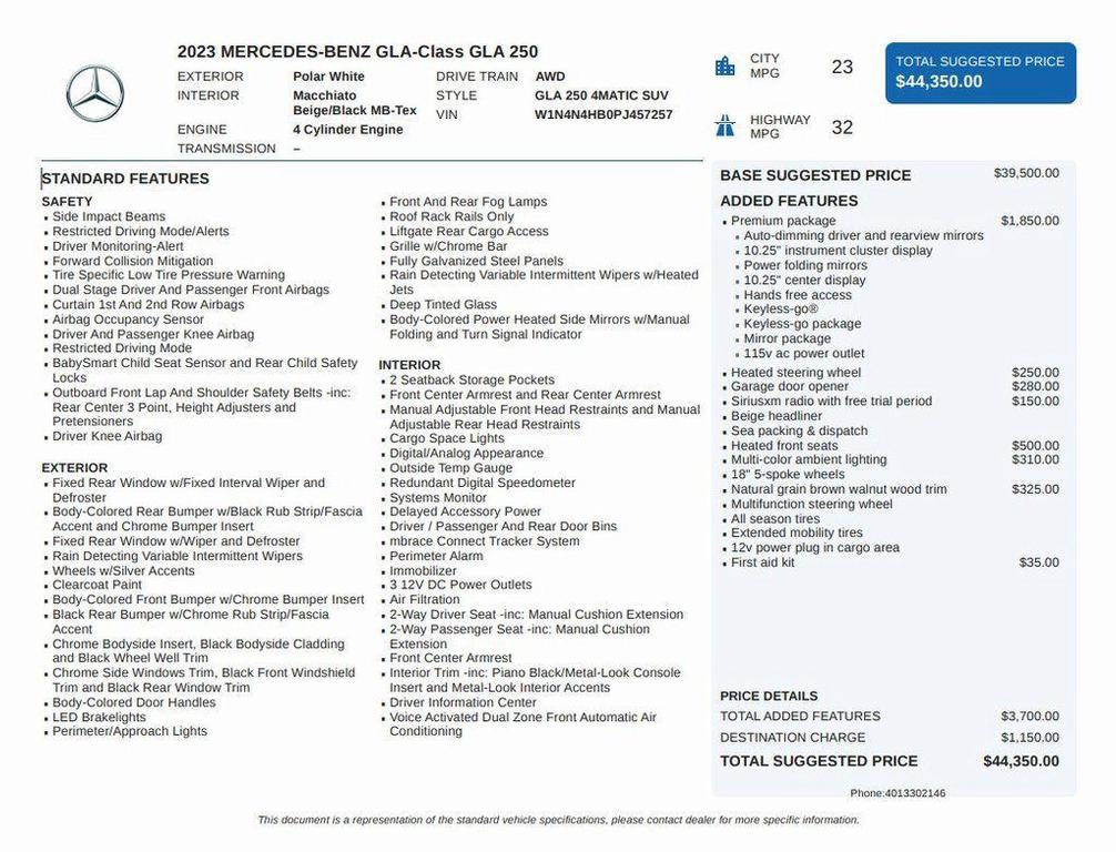 used 2023 Mercedes-Benz GLA 250 car, priced at $31,495