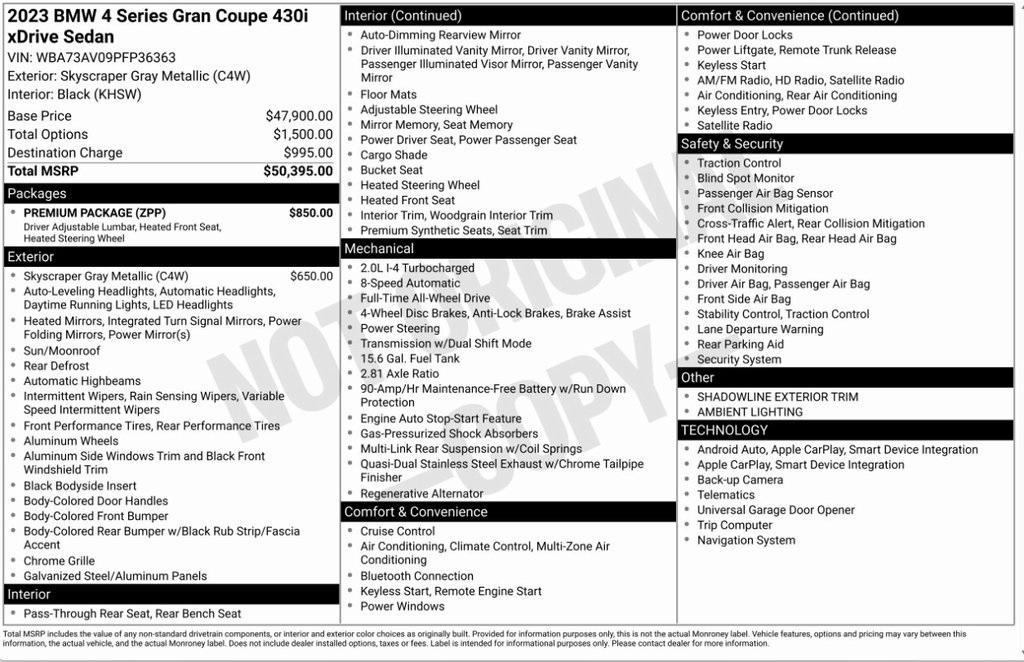 used 2023 BMW 430 Gran Coupe car, priced at $38,495