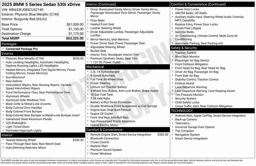 used 2025 BMW 530 car, priced at $57,995