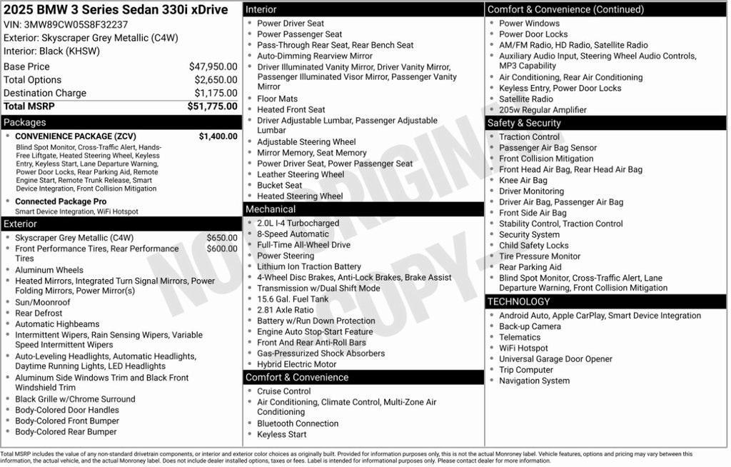 used 2025 BMW 330 car, priced at $49,195