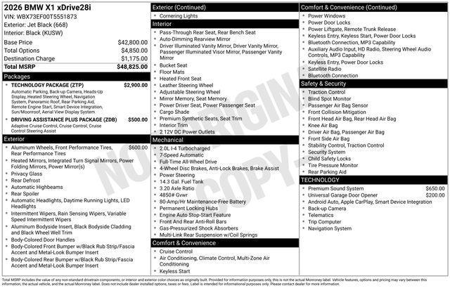 new 2026 BMW X1 car, priced at $49,445