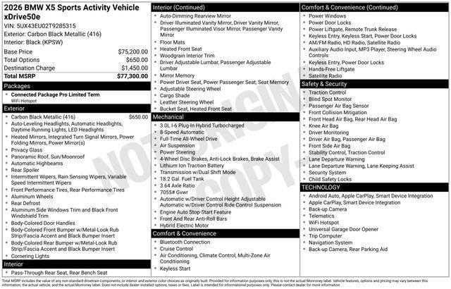new 2026 BMW X5 PHEV car, priced at $88,775