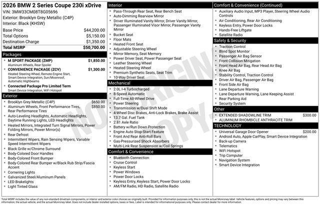 new 2026 BMW 230 car, priced at $50,280