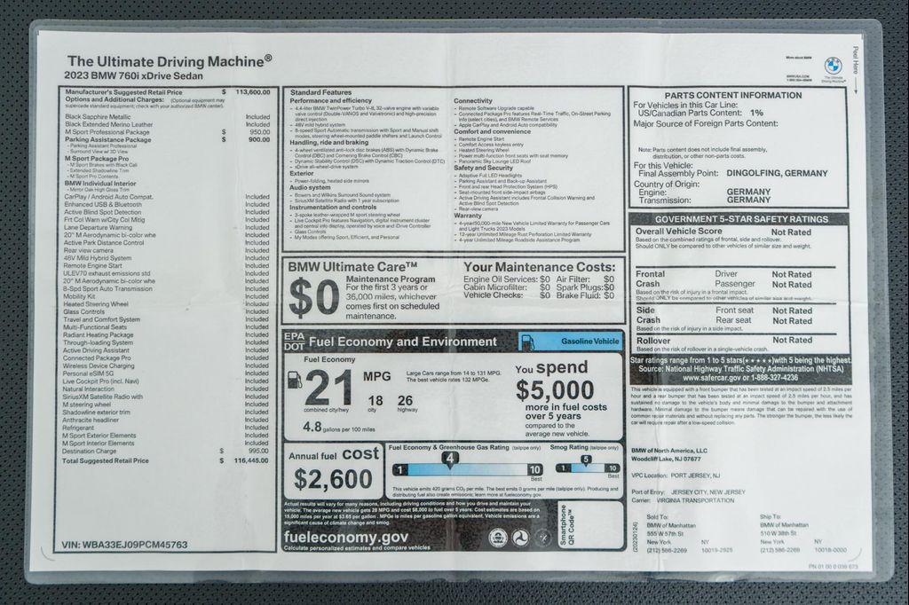 used 2023 BMW 760 car, priced at $77,900