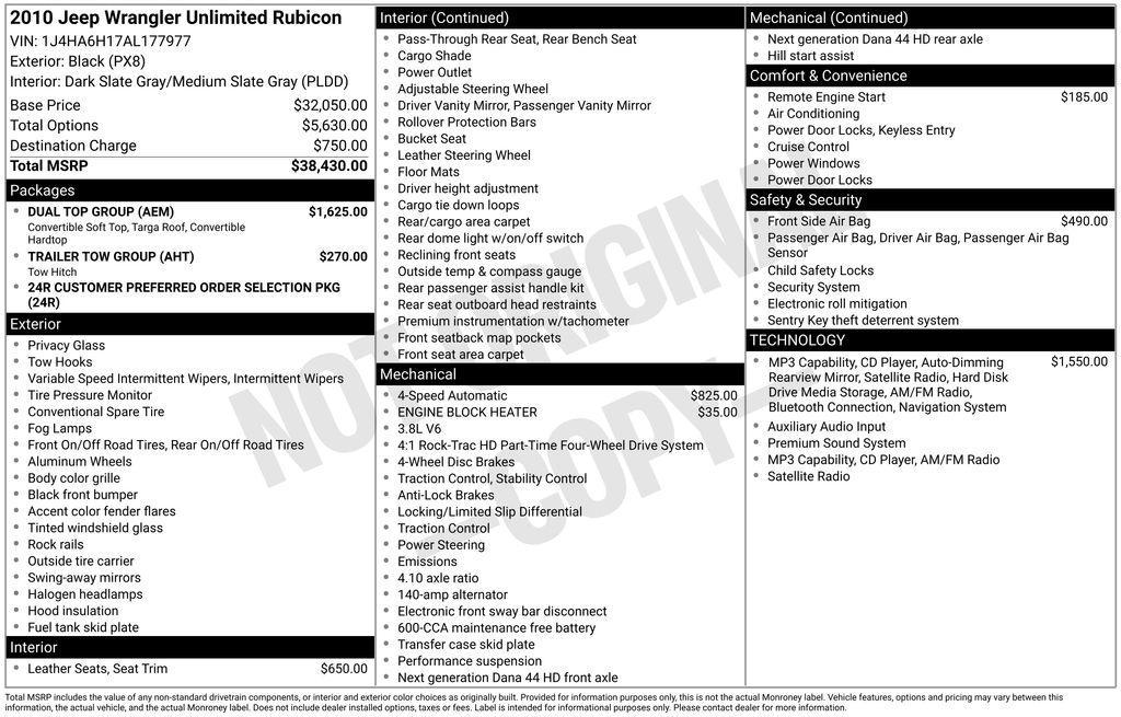 used 2010 Jeep Wrangler Unlimited car, priced at $5,995