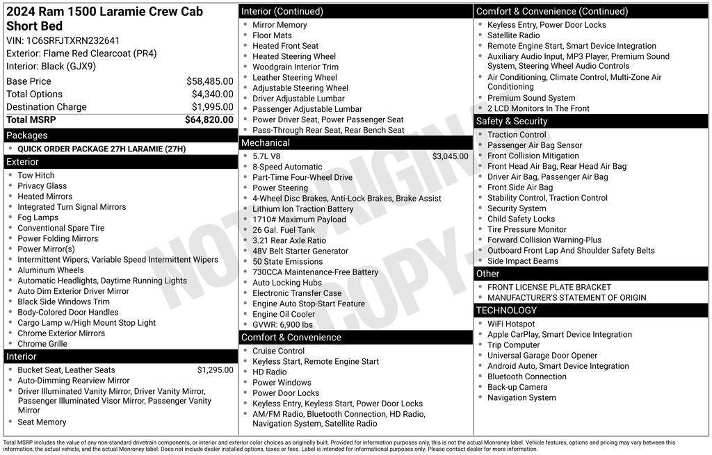 used 2024 Ram 1500 car, priced at $36,600