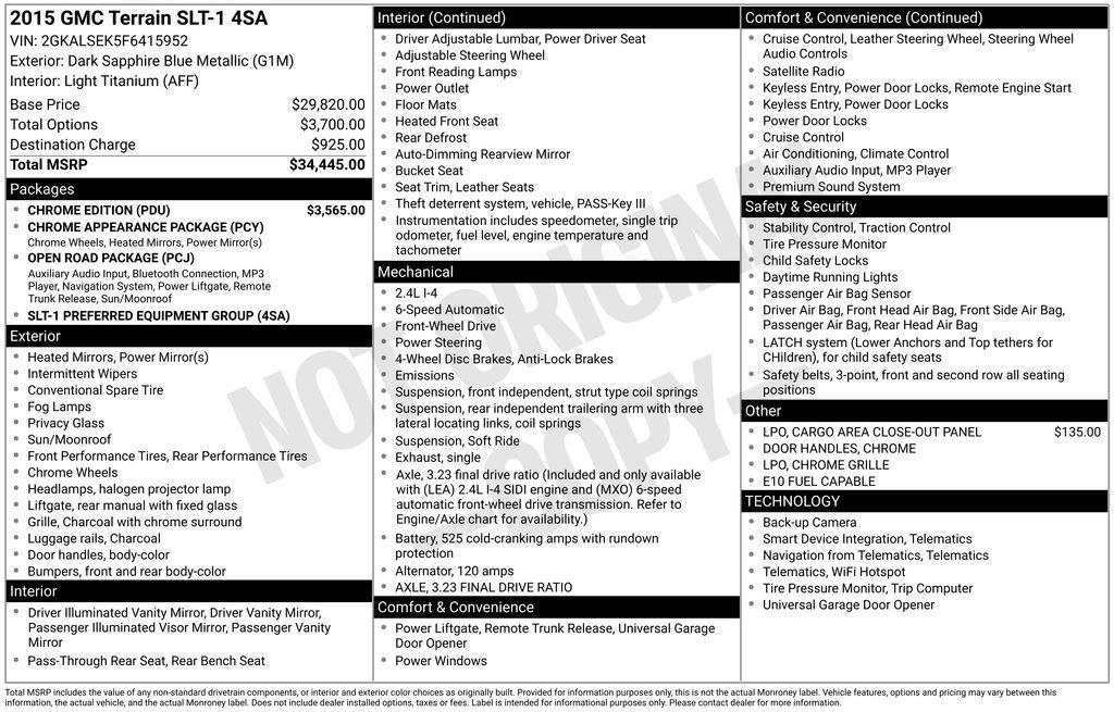 used 2015 GMC Terrain car, priced at $6,571