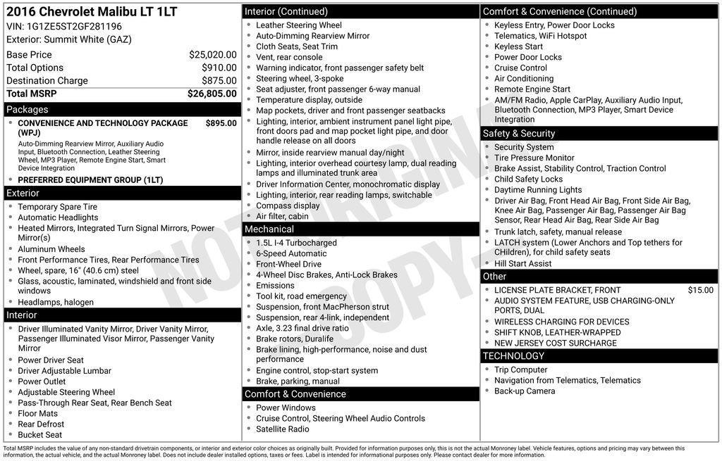 used 2016 Chevrolet Malibu car, priced at $13,900