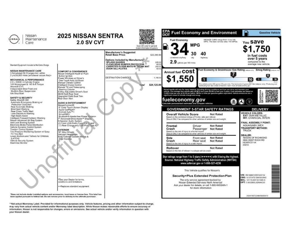 used 2025 Nissan Sentra car, priced at $21,449