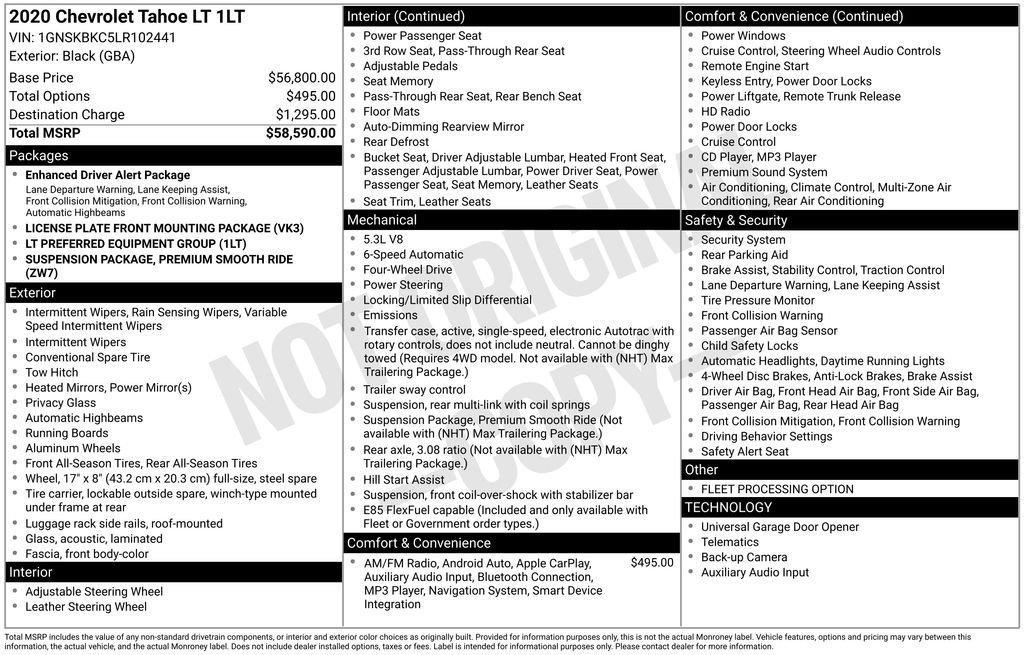 used 2020 Chevrolet Tahoe car, priced at $29,500