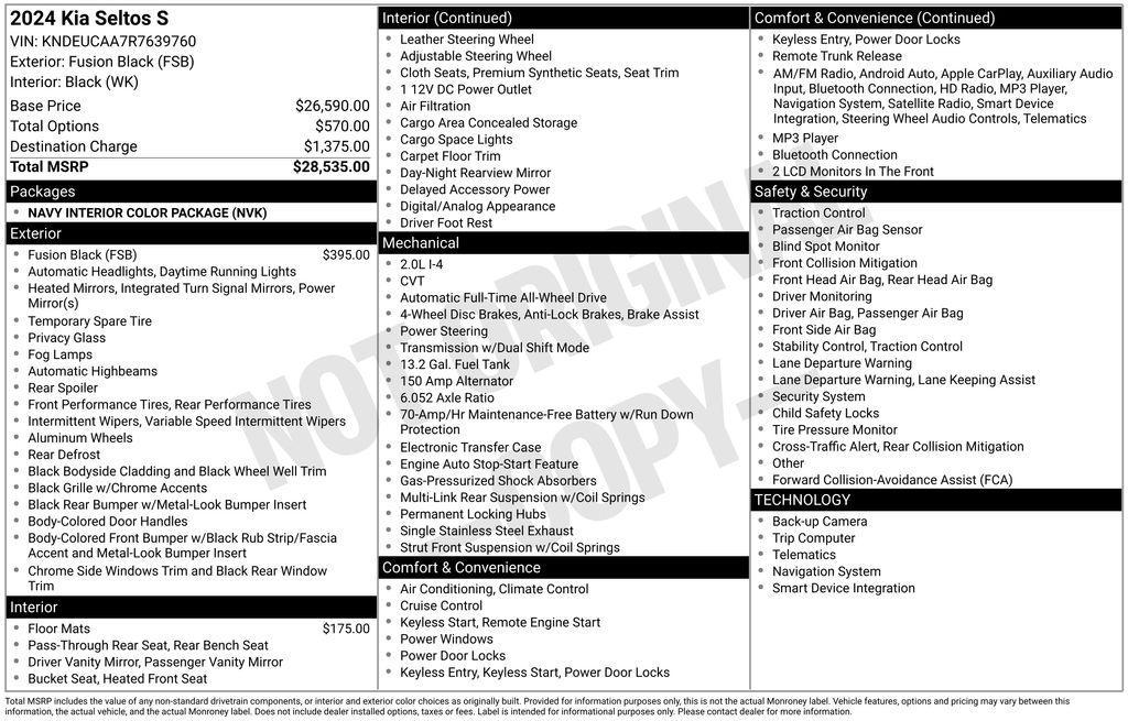 used 2024 Kia Seltos car, priced at $22,989
