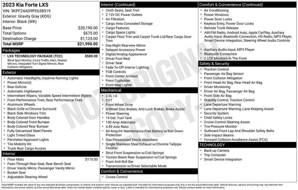 used 2023 Kia Forte car, priced at $18,995