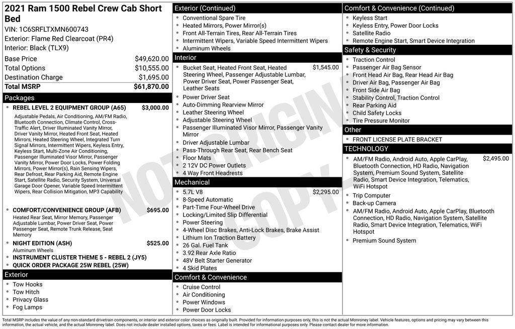 used 2021 Ram 1500 car, priced at $38,964