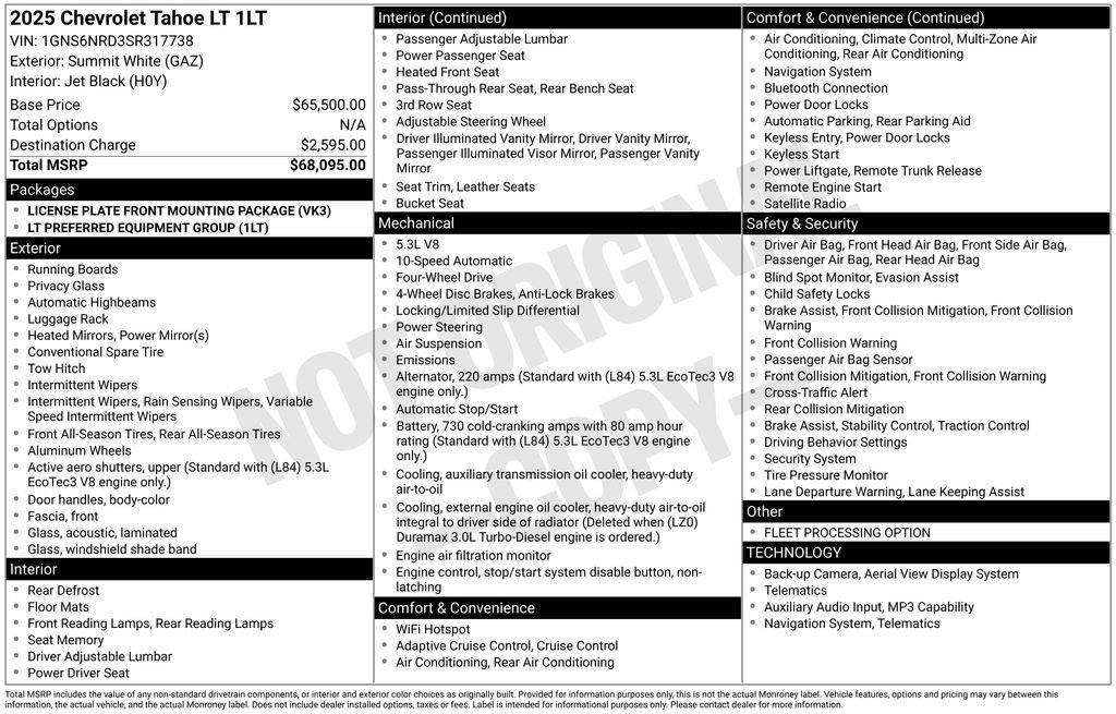 used 2025 Chevrolet Tahoe car, priced at $61,771