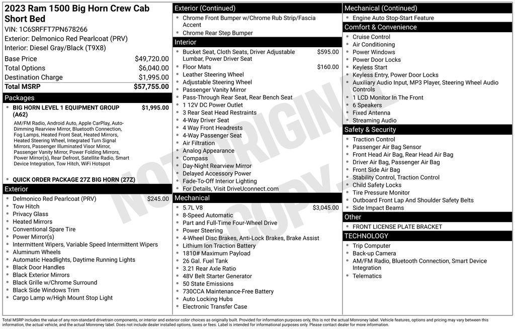 used 2023 Ram 1500 car, priced at $38,500