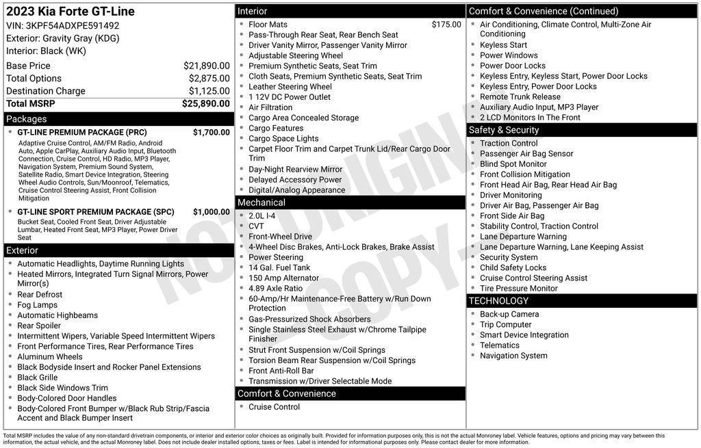 used 2023 Kia Forte car, priced at $18,395