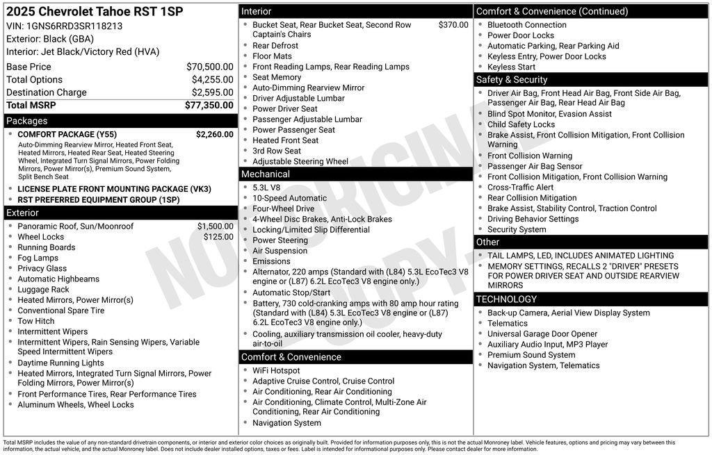 used 2025 Chevrolet Tahoe car, priced at $70,585