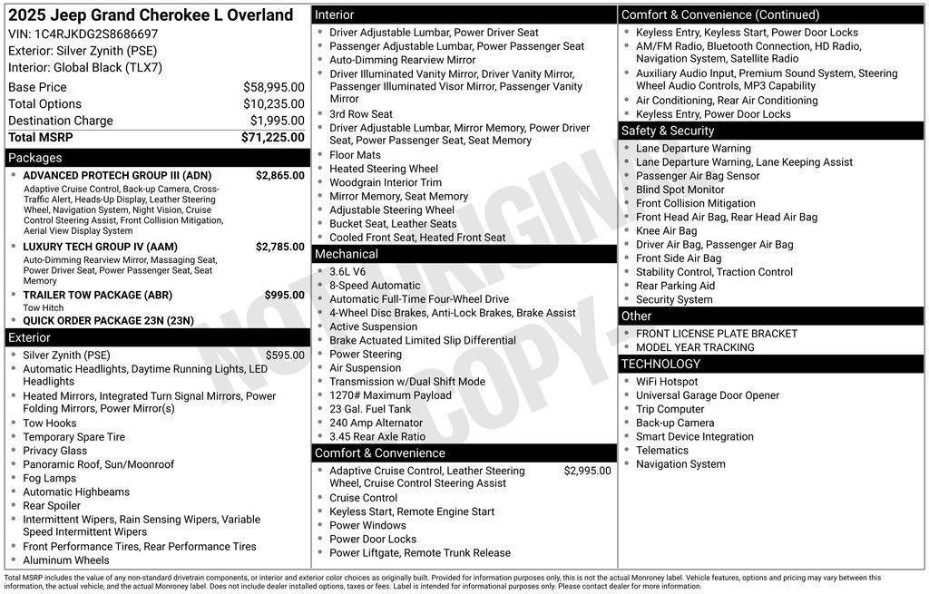 used 2025 Jeep Grand Cherokee L car, priced at $53,900