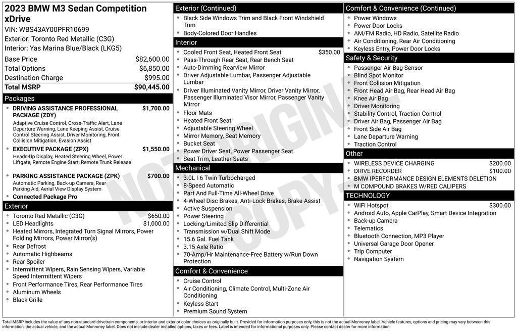 used 2023 BMW M3 car, priced at $80,250